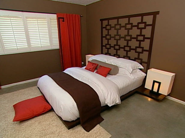 weiße rote und ockra farbe für eine moderne schlafzimmer ausstattung im orientalischen stil