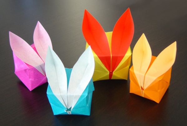 ostern deko - origami in bunten farben