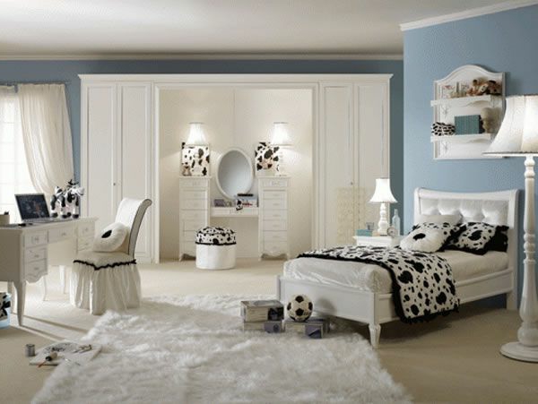 schlafzimmer-design-für-frauen - weiß mit schwarz kombinieren