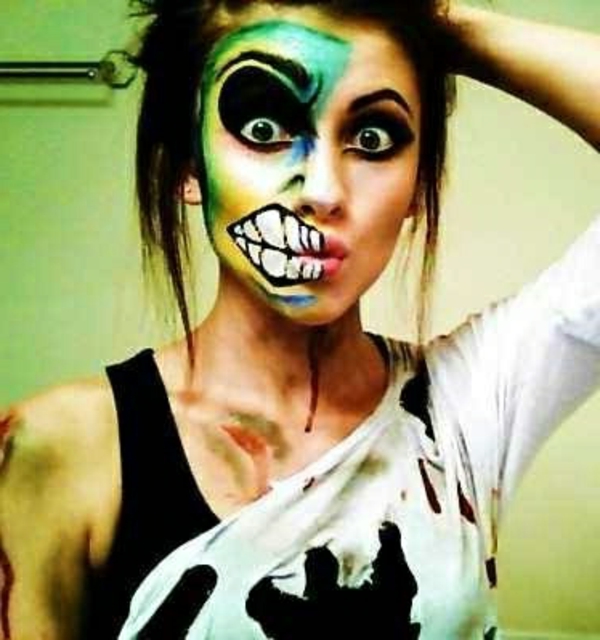 schminken-zu-halloween-mädchen-zombie- interessante idee