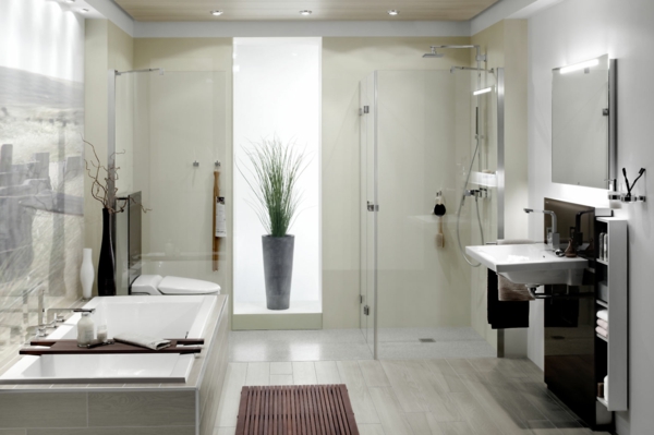 badezimmer modern gestalten - badewanne und bodengleiche dusche
