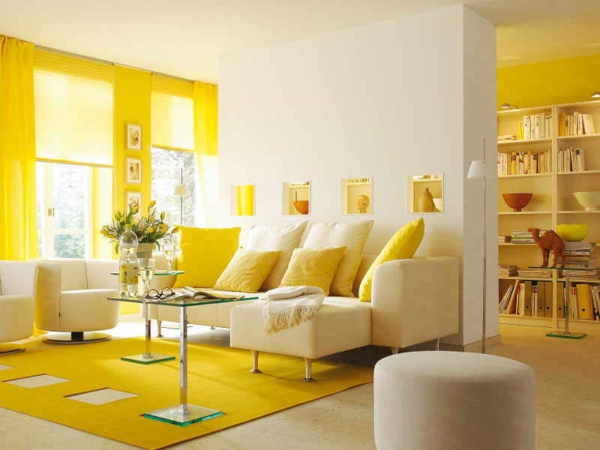 wohnung-modern-einrichten-gelbe-farbe- tulpenstrauß auf dem tisch