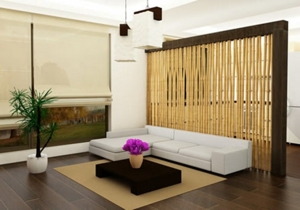 wohnzimmer-raumteiler - bambusstöcke