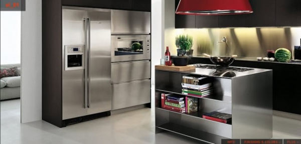 Moderne-Edelstahl-Küche-zwei-bilder - schön gestaltet