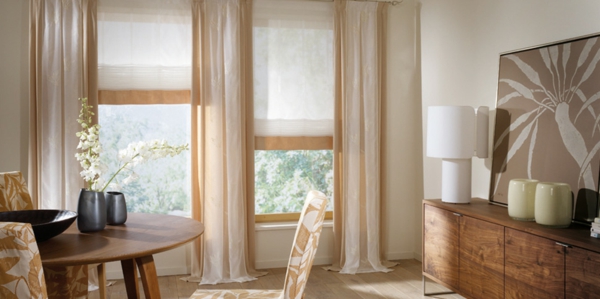 ausgefallene-gardinen-beige-farbe - wohnzimmer schön gestalten