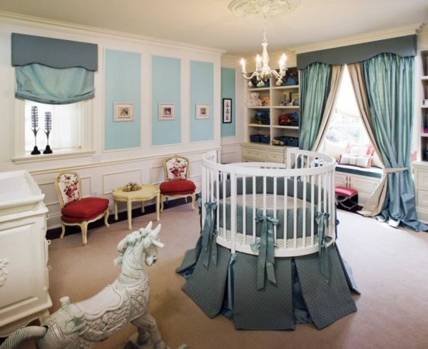 babybett-rund-schönes-babyzimmer - blaue farbe
