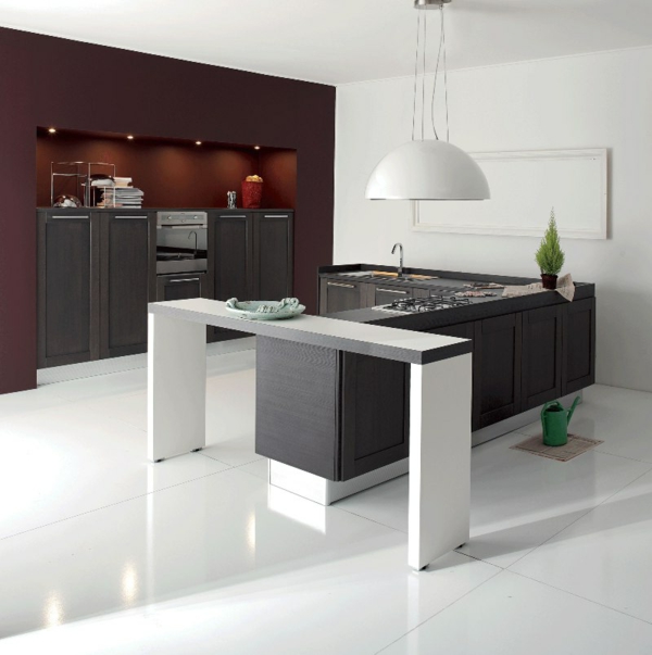 elegante-küche-gestalten-moderne-küchenmöbel- regale in schwarz