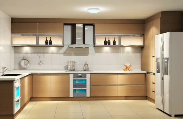 helle-küche-mit-modernen-küchenmöbeln - farbtönungen in beige