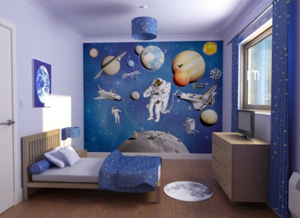 ideen-kinderzimmer-streichen-kosmos - blaue und lila farbschemen