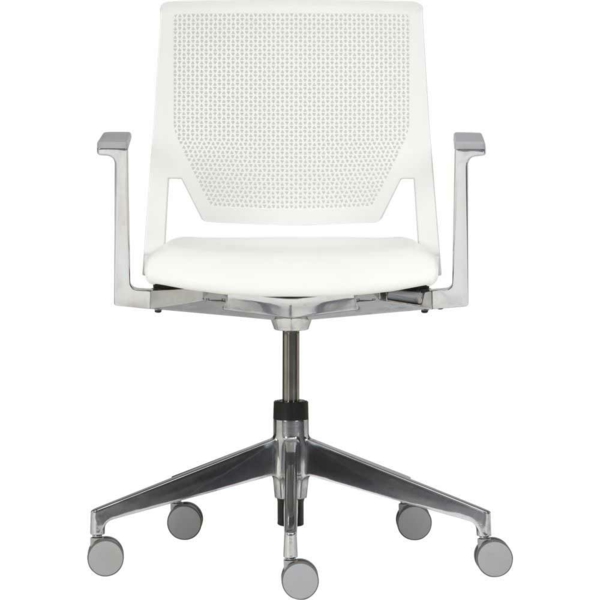 ikea-büromöbel-weißer-stuhl-auf-rollen- hintergrund in weiß