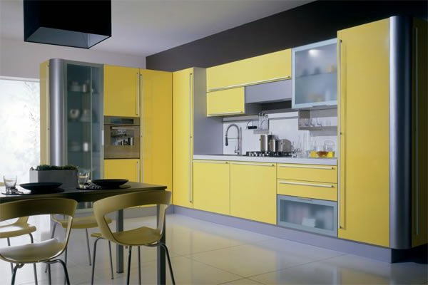küchenmöbel-online-kaufen-gelbe-farbe - esstisch und stühle