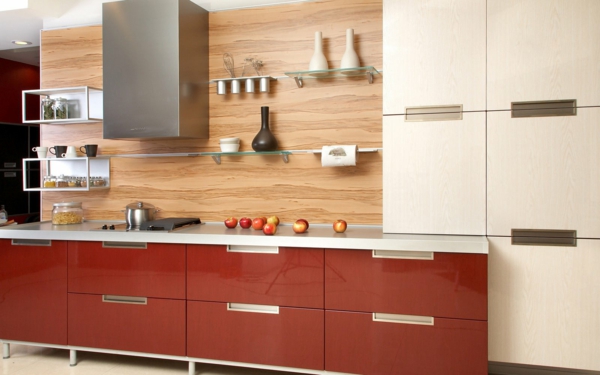 moderne-kleine-küche-küchenunterschrank- schöne farbkombination