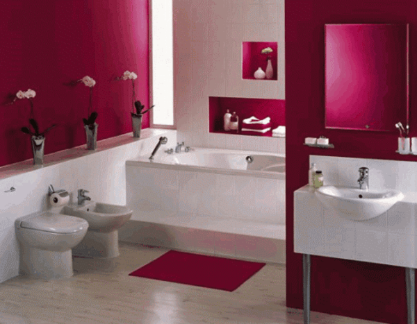 modernes-bad-zyklamenfarbe - badezimmer dekoration