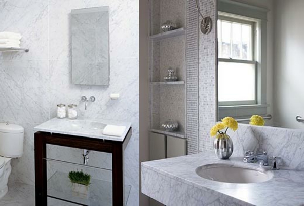 mosaikfliesen-badezimmer-weiß- marmor