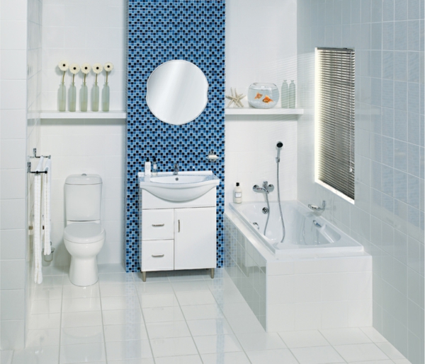 schöner wohnen badezimmer - interessante badezimmer dekoration mit kleinen blauen mosaik fliesen