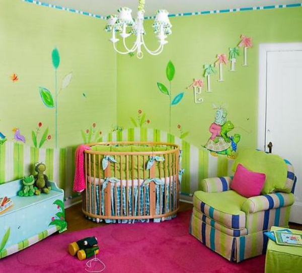 tapete-für-babyzimmer-grüne-farbe- interessante gestaltung
