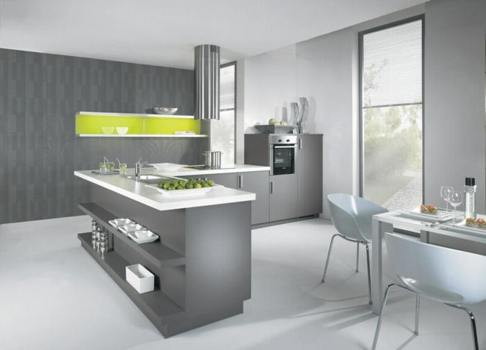 wandfarbe-ideen-für-die-küche-wandfarbe-grau-und-grün