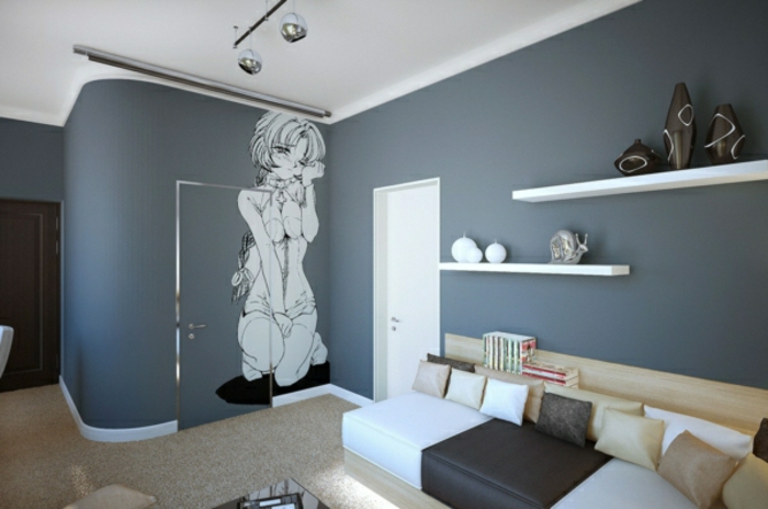 wandfarbe-ideen-für-schlafzimmer-grau