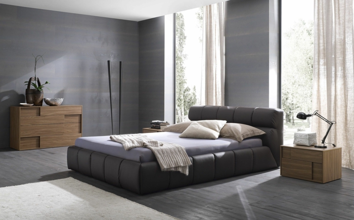modernes schönes schlafzimmer zum wohnen in grau