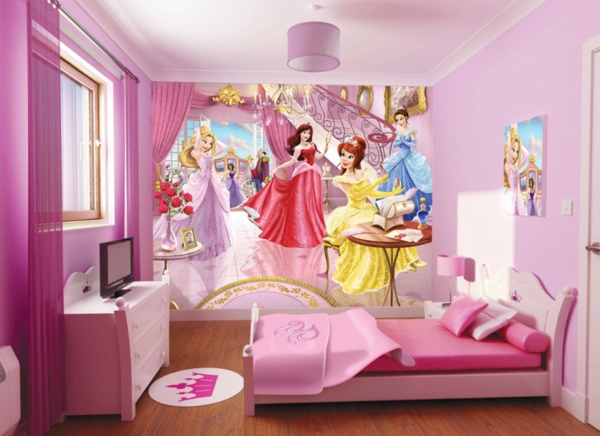 Kinderzimmerwände-gestalten-prinzessinnen-rosa