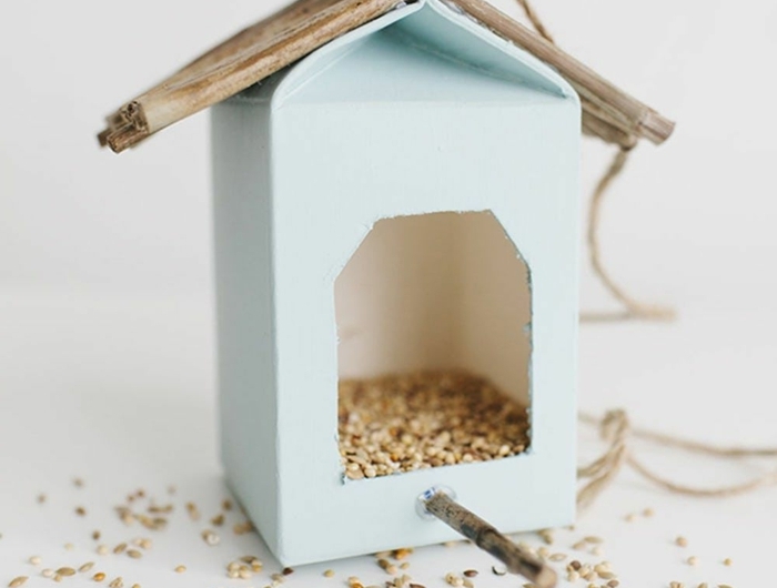 basteln mit kinder vogelhaus bauen aus milchkarton originelle ideen zum selber machen