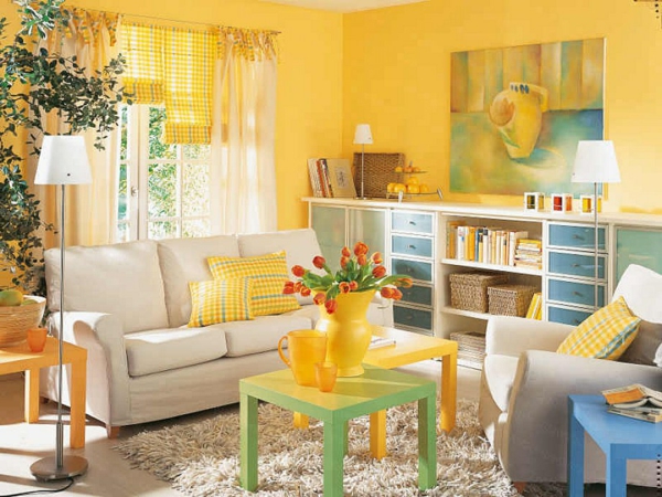 gelbe-farbtöne-yellow-color-living-room-furniture-trends-interior-decorating-ideas