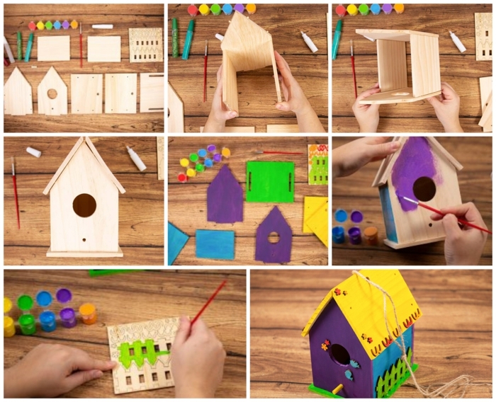 ideen basteln mit kindern vogelhaus basteln aus holz diy anleitung schritt für schritt