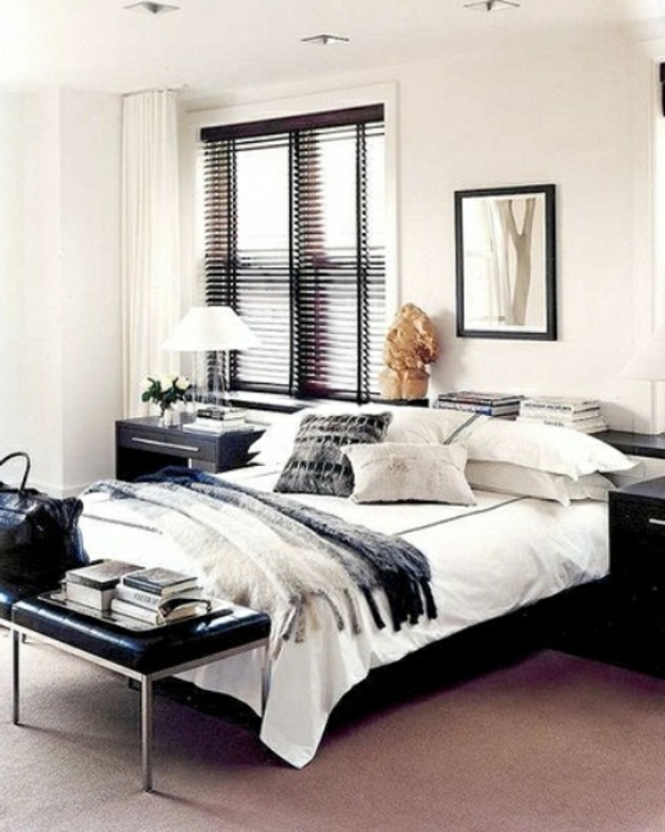 schlafzimmer-einrichtungsideen-für-männer- farbgestaltung- schwarz und weiß