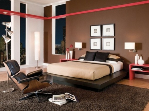schlafzimmer-ideen-wandfarben-schön- schwarzer stuhl