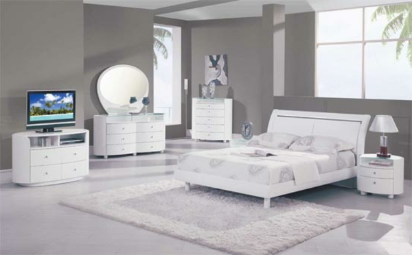 schlafzimmer-sets-moderne-weiße-gestaltung-weißer teppich
