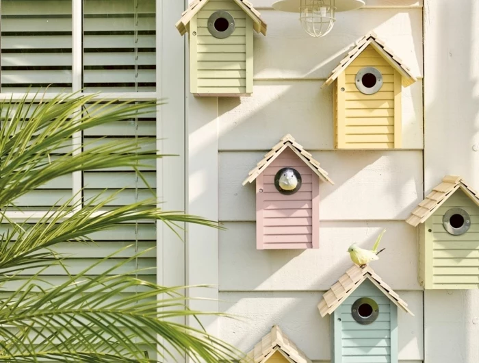 schöne bunte vogelhäuser inspiration upcycling ideen basteln inspiration