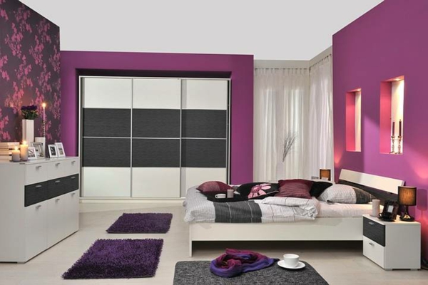 wandfarben-für-schlafzimmer-lila-sehr schöne schränke