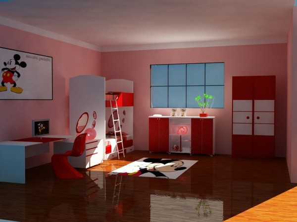 wandgestaltung-in-rosiger-farbe-mädchenzimmer- auffällige beleuchtung