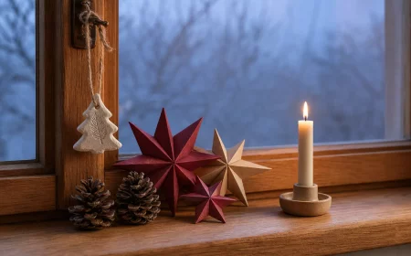 Weihnachtsbastelideen für den Advent: handgemachte Deko auf der Fensterbank