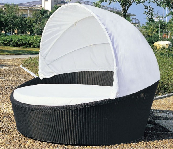 weiße-gestaltung-outdoor-bett-modell mit runder form