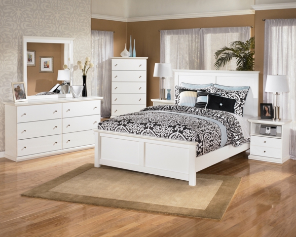 weiße-schlafzimmermöbel-originell gestaltet