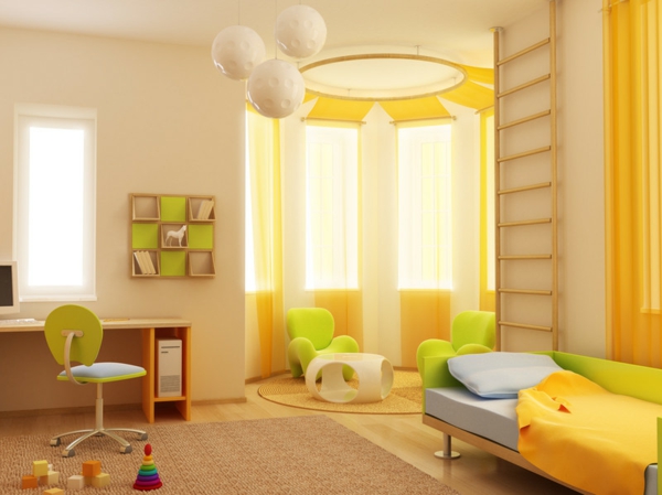 Kinderzimmer-streichen-warme-gelbe-farbe-sonnig