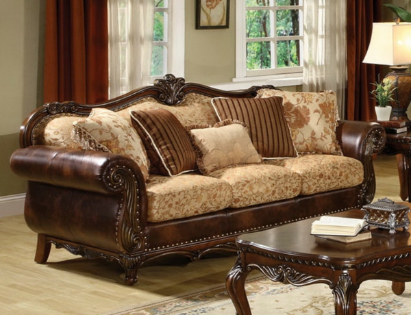 Marvelous Traditional Sofa Wooden Frame Artistic Patterned Design