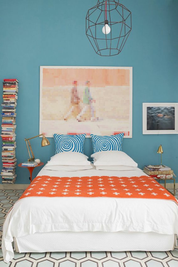 blaue-farbtöne-schlafzimmer-orange