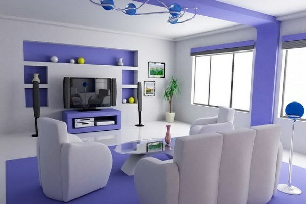 lila-weiß-wohnzimmerwände-ideen-kreativ