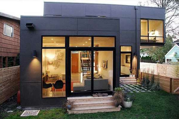 moderne-fassade-für-häuser-mit-gläsernen-wänden- originelle gestaltung