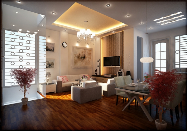 prima-beleuchtungsideen-für-wohnzimmer-gestaltung in weiß