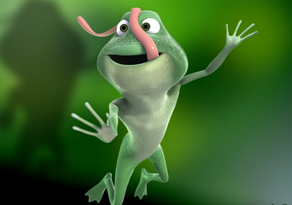 schönes-foto-von-einem-frosch-computer-animation- grüne farbschemen