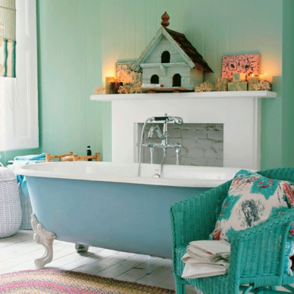 wandfarbe-mintgrün-Badgestaltung-blau-grün-vintage-Einrichtung