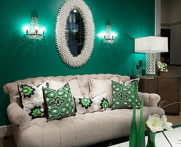 wandfarbe-mintgrün-Elegant-living-room-in-emerald-gree