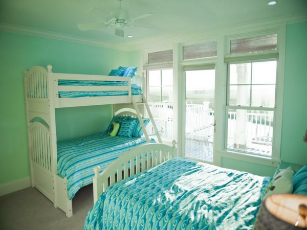 wandfarbe-mintgrün-Great-Mint-Green-Décor-with-Bunk-Bed