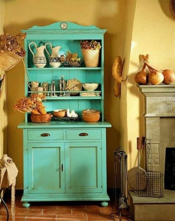 Altmodische-Möbel-Vintage-Design-grüne-Farbe-Ideen-für-die-Küche
