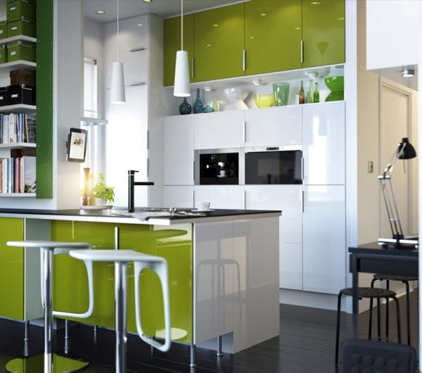 Gestaltung-für-kleine-Küche-Designidee-Olivgrün