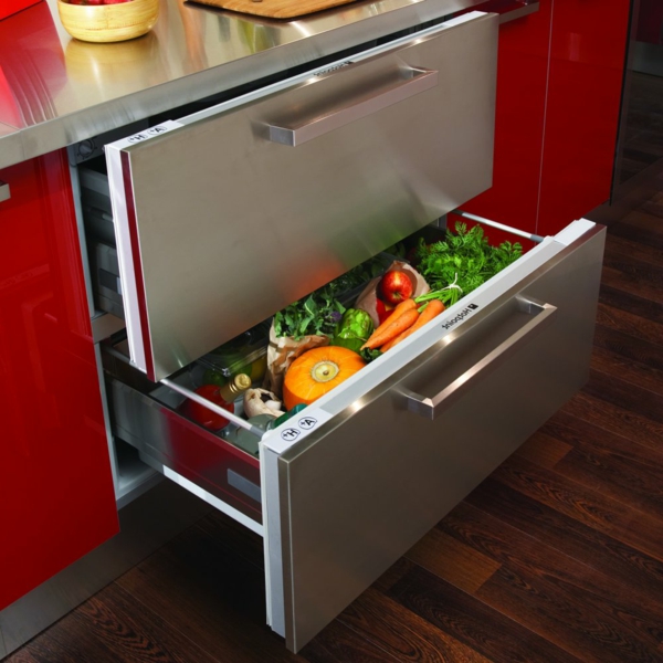 Hotpoint-modernes-Design-Kühlschränke-mit-Schubladen-Rot
