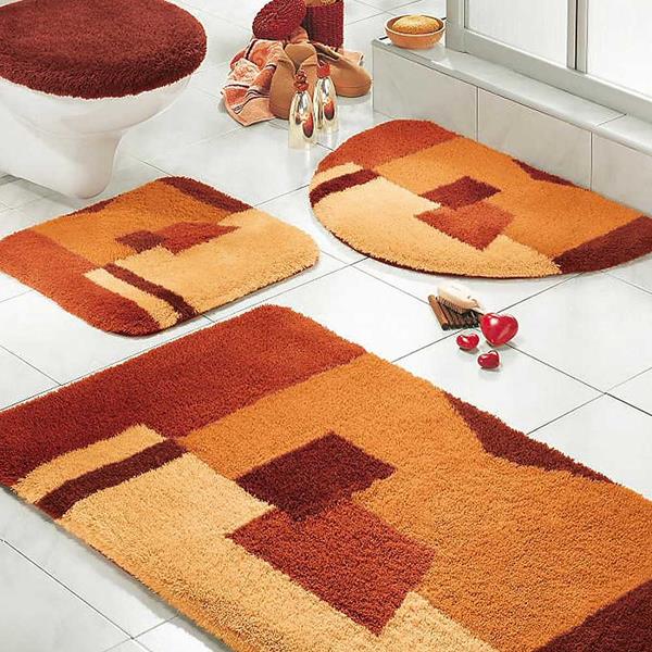 Teppiche-für-das-Badezimmer-in-Orange-Gestaltungsidee